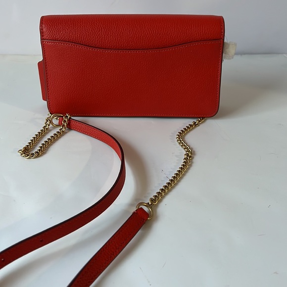 Coach Tabby Chain Clutch Red Crossbody Bag Leather New - Picture 4 of 16